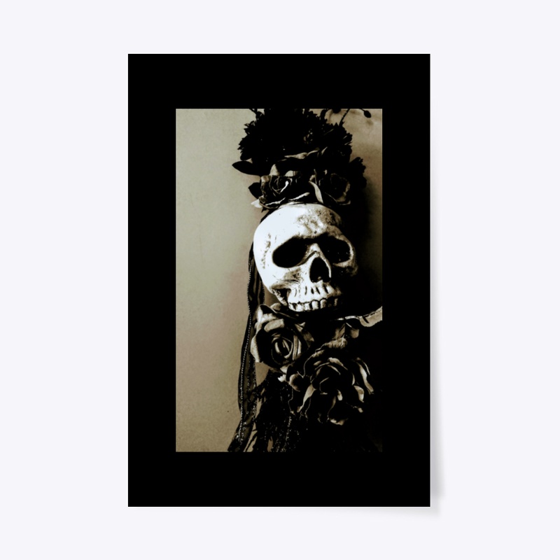 Dark Skull and Flowers