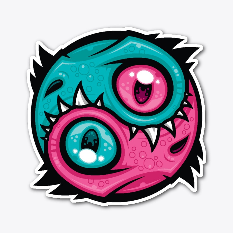 Pink and Teal Yin Yang Dragons