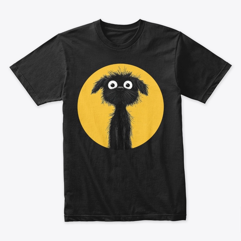 Scruffy Black Dog & Yellow Sun