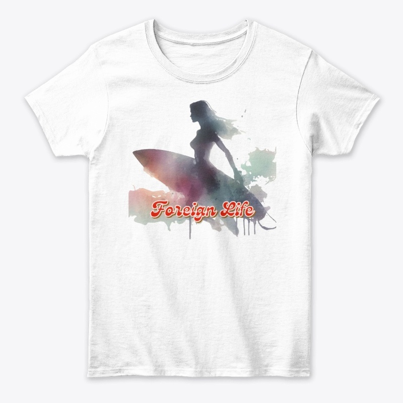 Foreign Life Female Surfer Watercolors