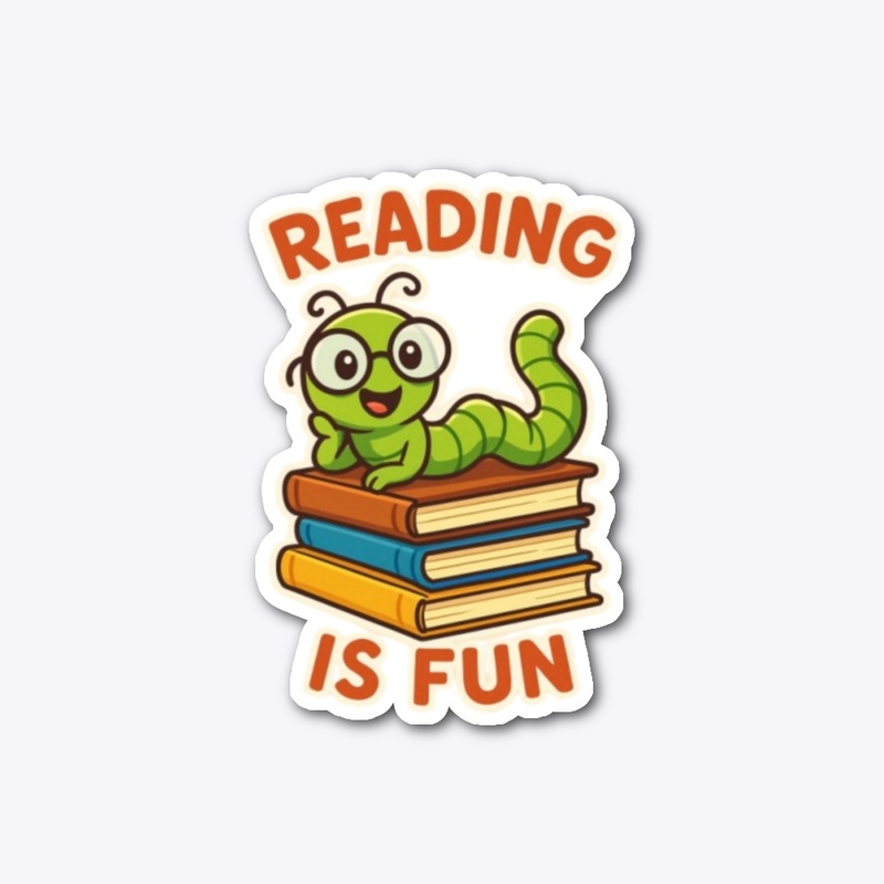 Cute Bookworm Reading Sticker