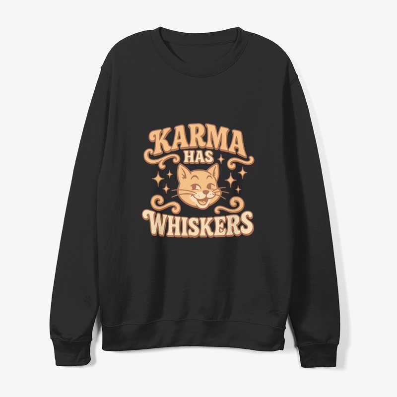Karma Has Whiskers Retro Cat Tee Gift 