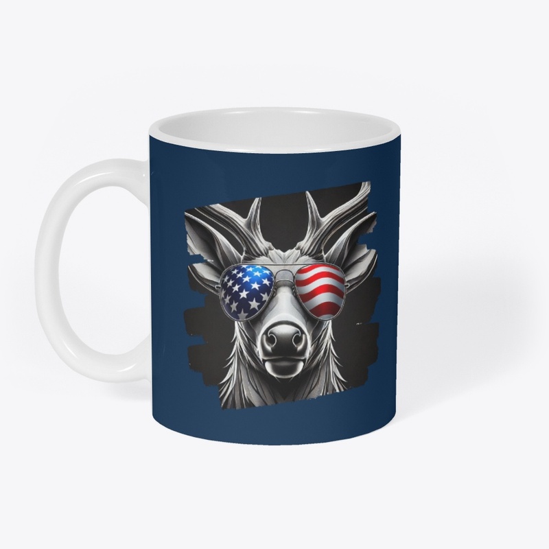 Deer Art with American Flag Sunglasses