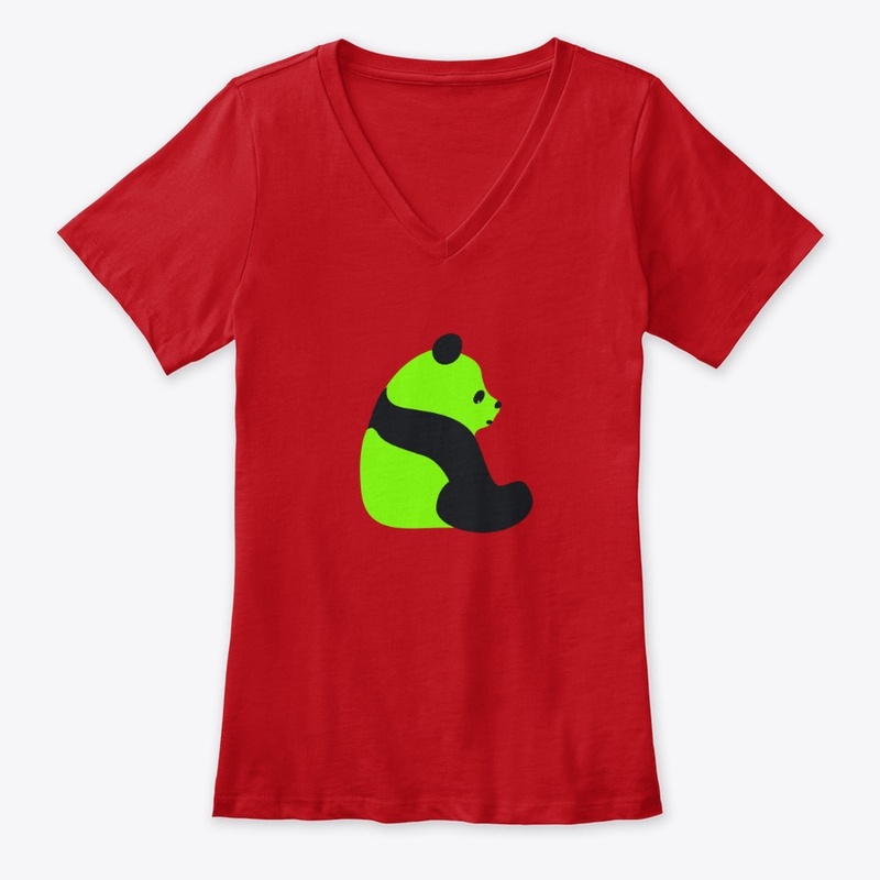 Neon Green Sitting Panda  Black Features