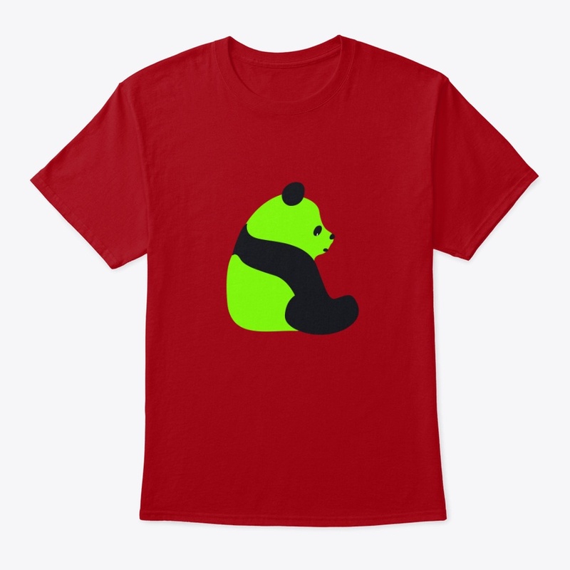 Neon Green Sitting Panda  Black Features