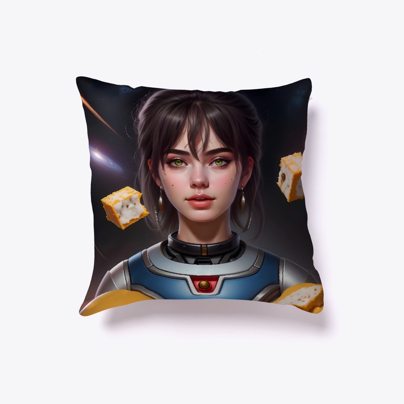 A woman and floating space cheese