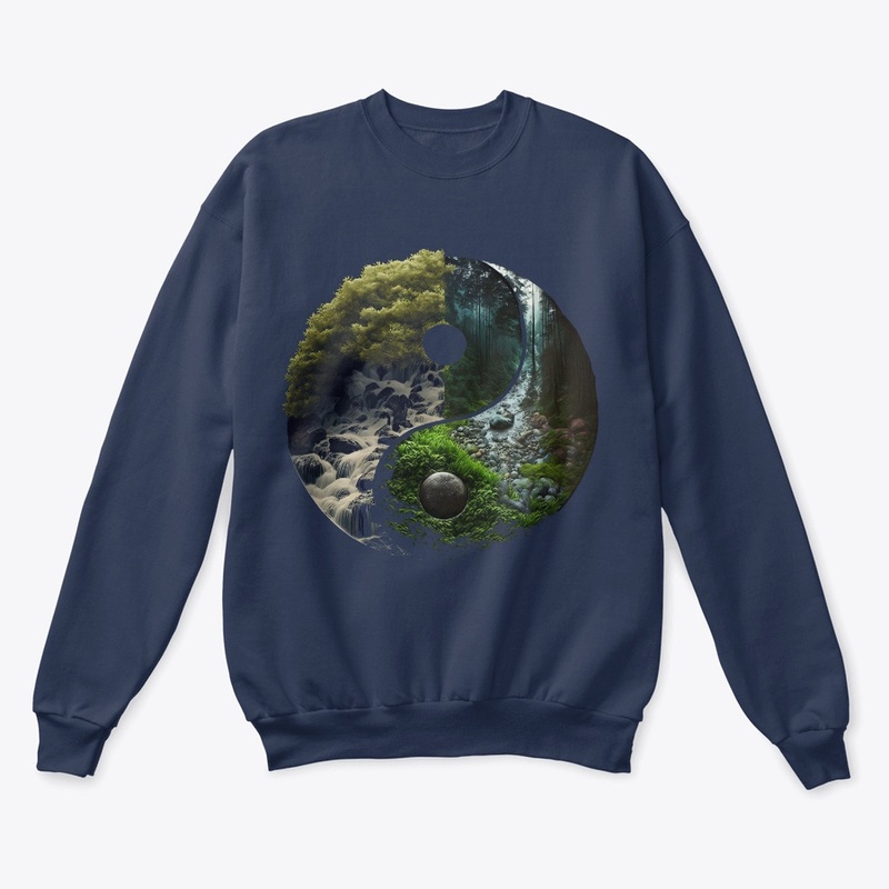 landscape forest waterfall yin yang