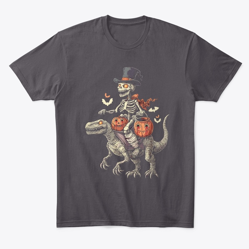 Skeleton Rider on Dino Halloween Tee