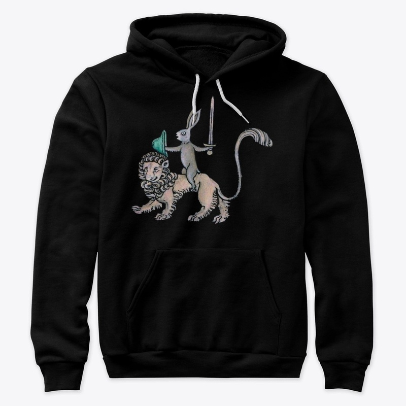 Medieval rabbit rides a lion