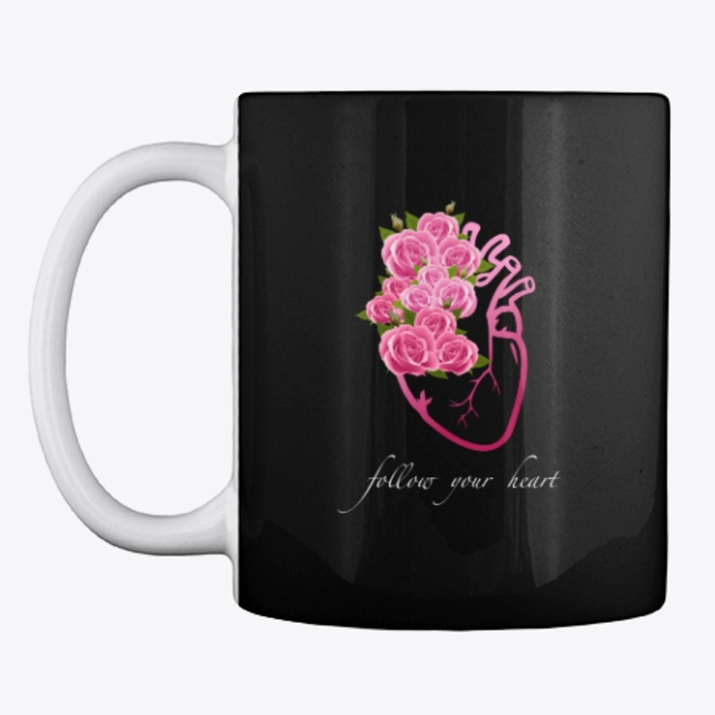 Follow Your Heart Art with Pink Roses