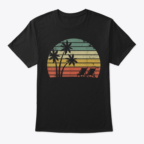 Vintage Beach Shirt Palm Trees Beach Cha Black T-Shirt Front