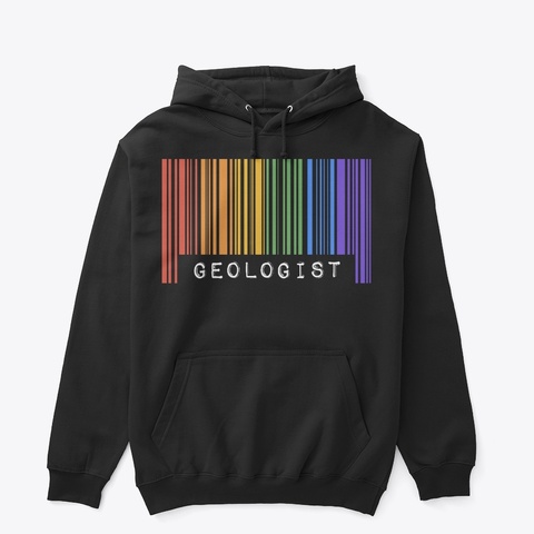 Gay Geologist Pride Flag Barcode Black T-Shirt Front