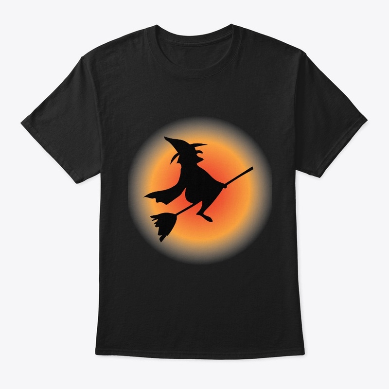 Halloween flying Witch with her broom.