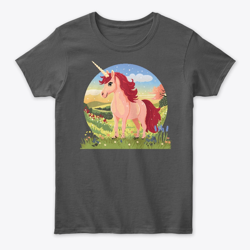 cute unicorn in a spring landscape