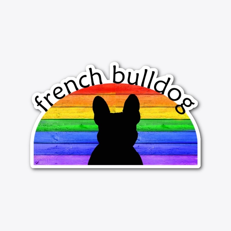 French Bulldog Cutout On A Rainbow