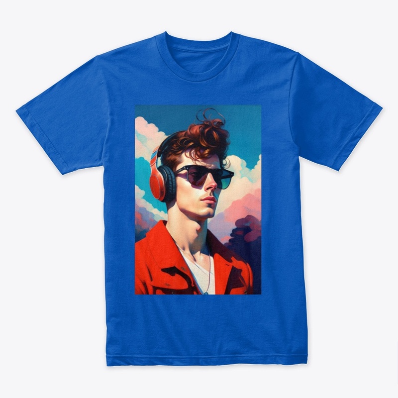 A men listening to music headphones sun 