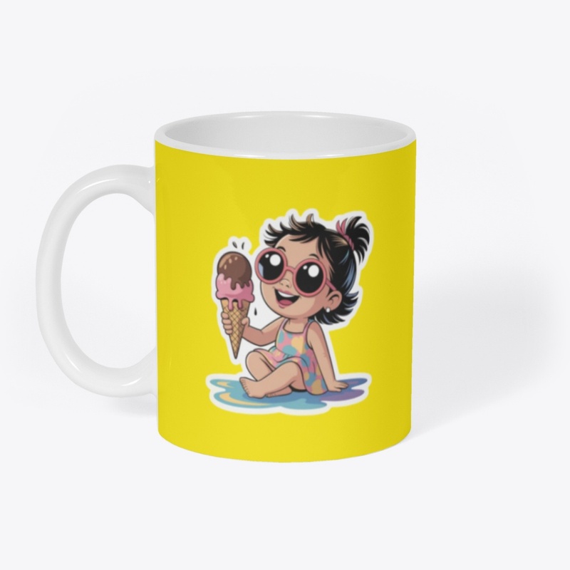 Cute Summer Girl Eating Ice Cream