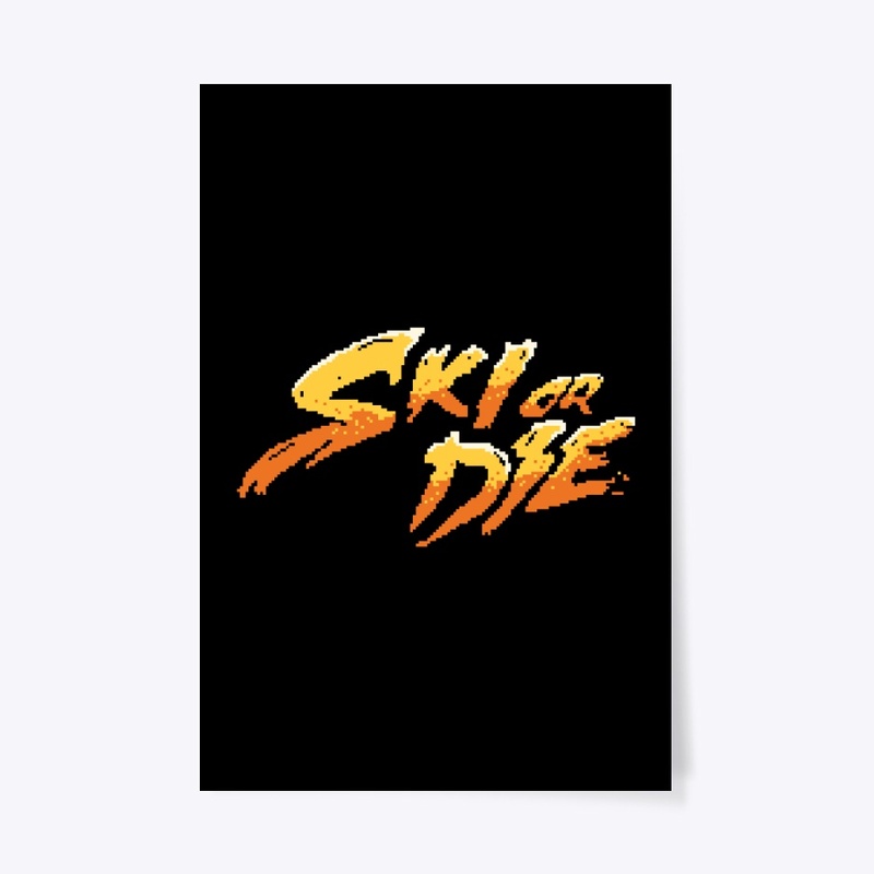 Sun Fire Ski or die Pixel art Logo