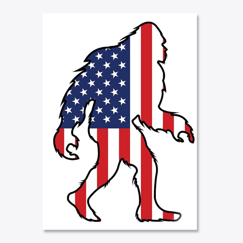Bigfoot USA flag v6 Sticker