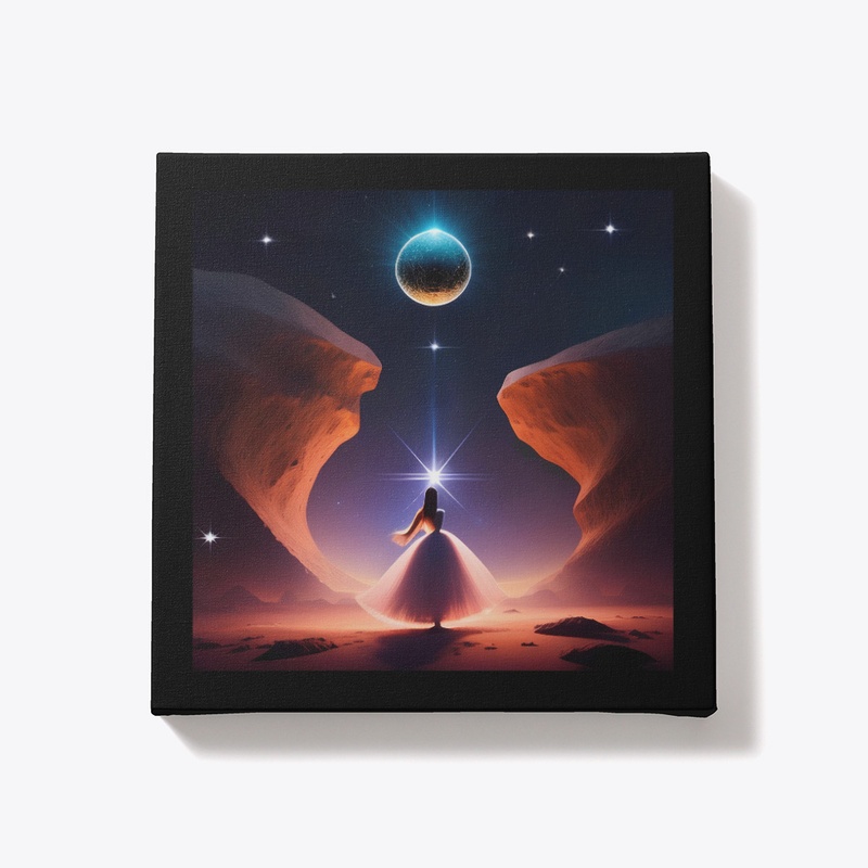 A woman and moon and stars design