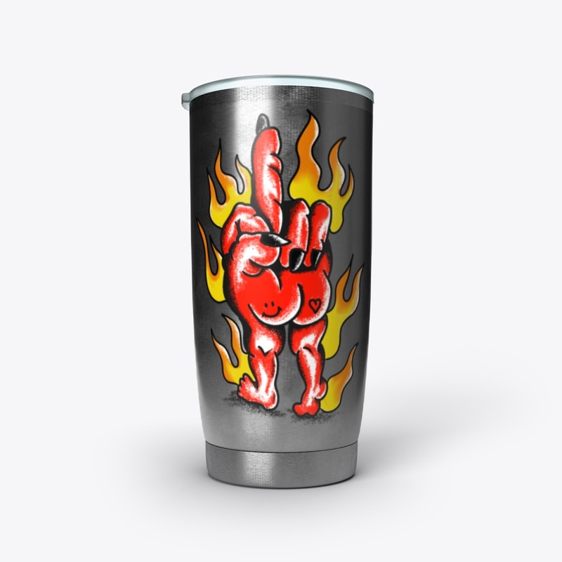Demon Hand On Fire Traditional Tattoo
