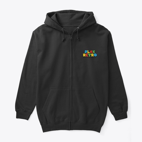 Play Retro Zipper Hoodie Black T-Shirt Front
