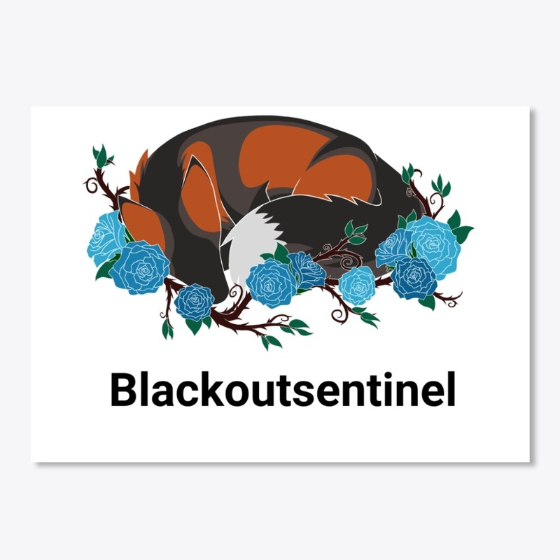 Laying fox with roses 2