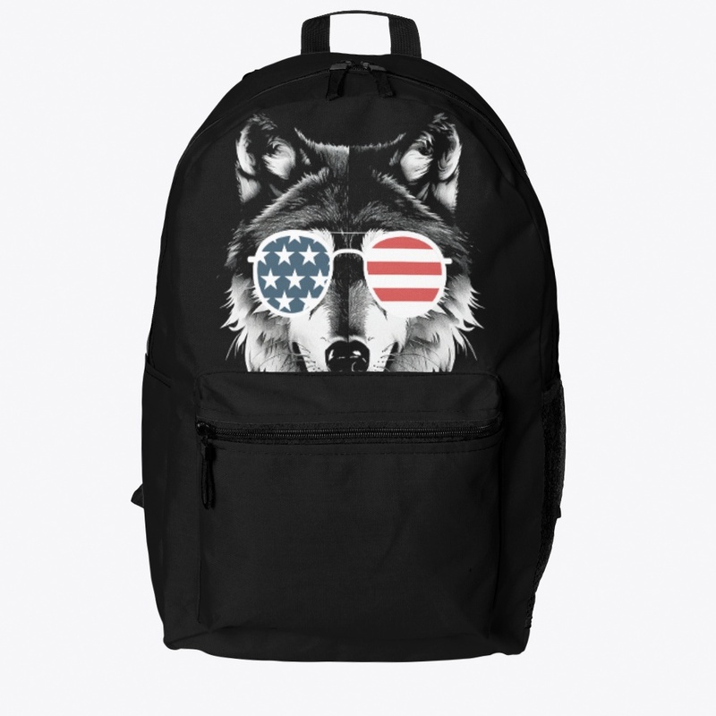 Wolf Art with American Flag Sunglasses
