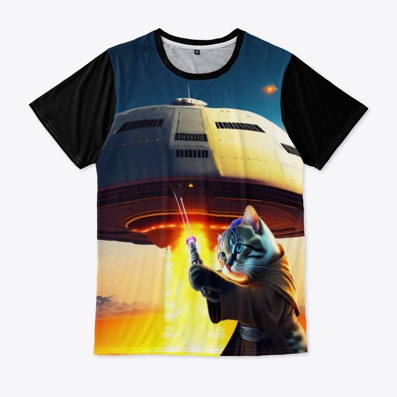 brave cat against aliens invasion