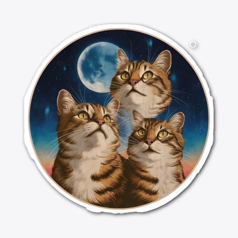 Triple Moon Cat Vintage Design