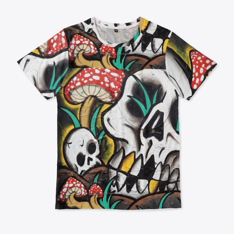 Skull head with Mushrooms