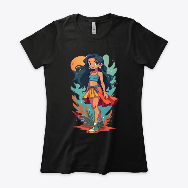 A Cartoon Girl in a Blue Top design