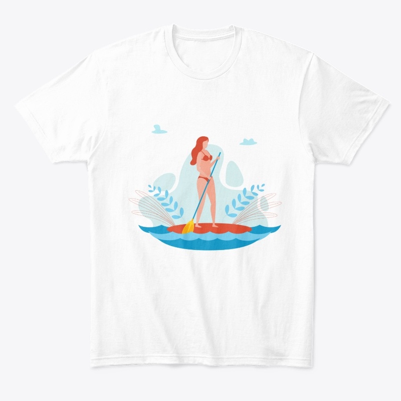 SUP paddle board woman illustration