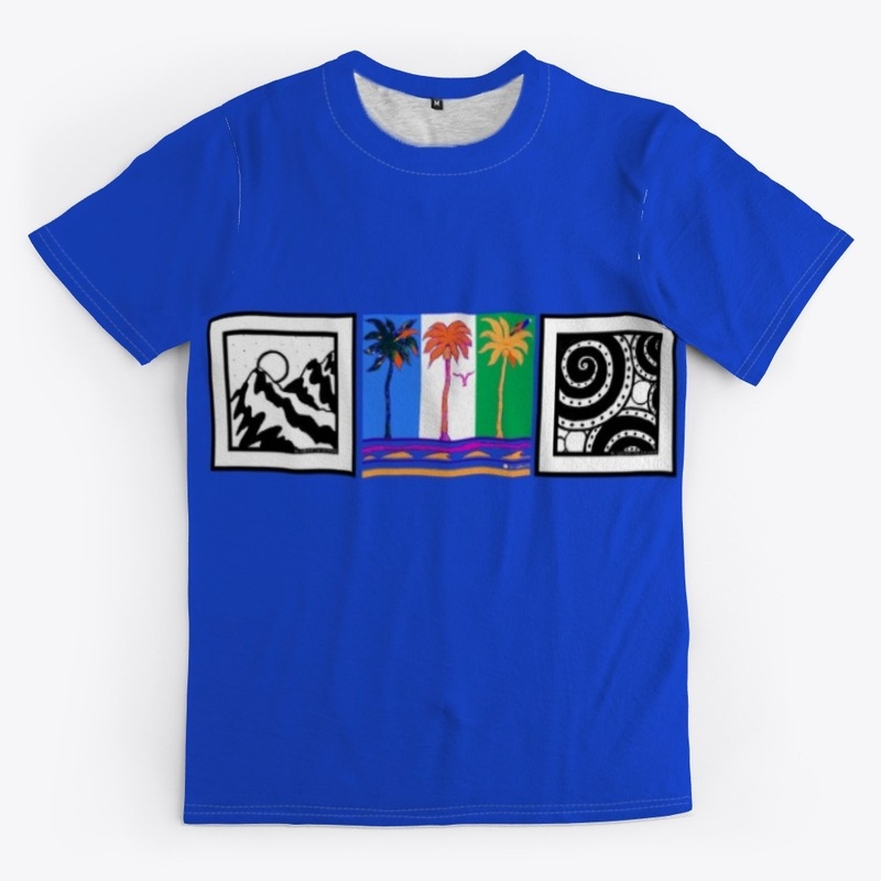 Blocks- Sea, Palm Trees, Swirls.