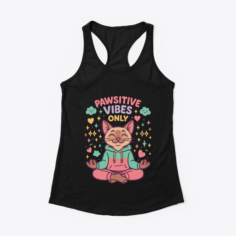 Pawsitive Vibes Only Meditating Cat Tee