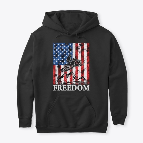 Snowmobile Freedom Black T-Shirt Front