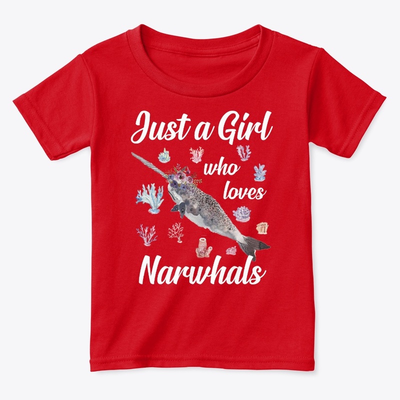 Girl Loves Narwhals Watercolor Style