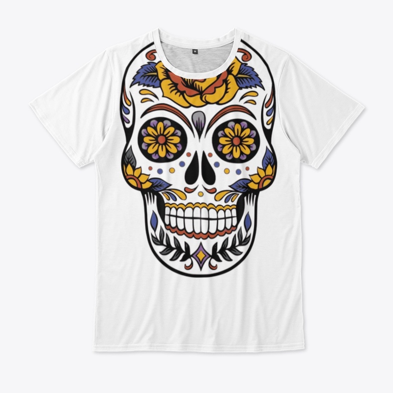 skull and flowers 