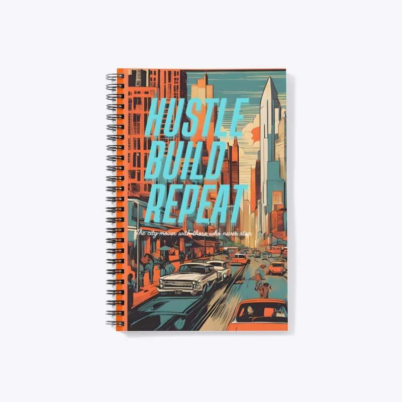 Hustle,Build,Repeat - Retro Cityscape