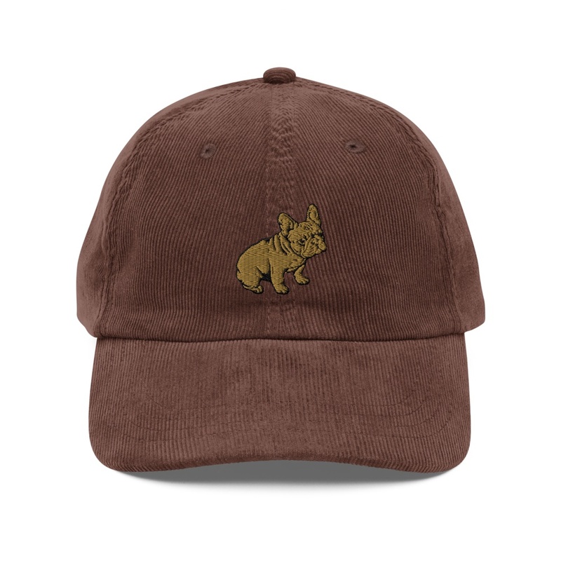 Frenchie Embroidered Corduroy Hat
