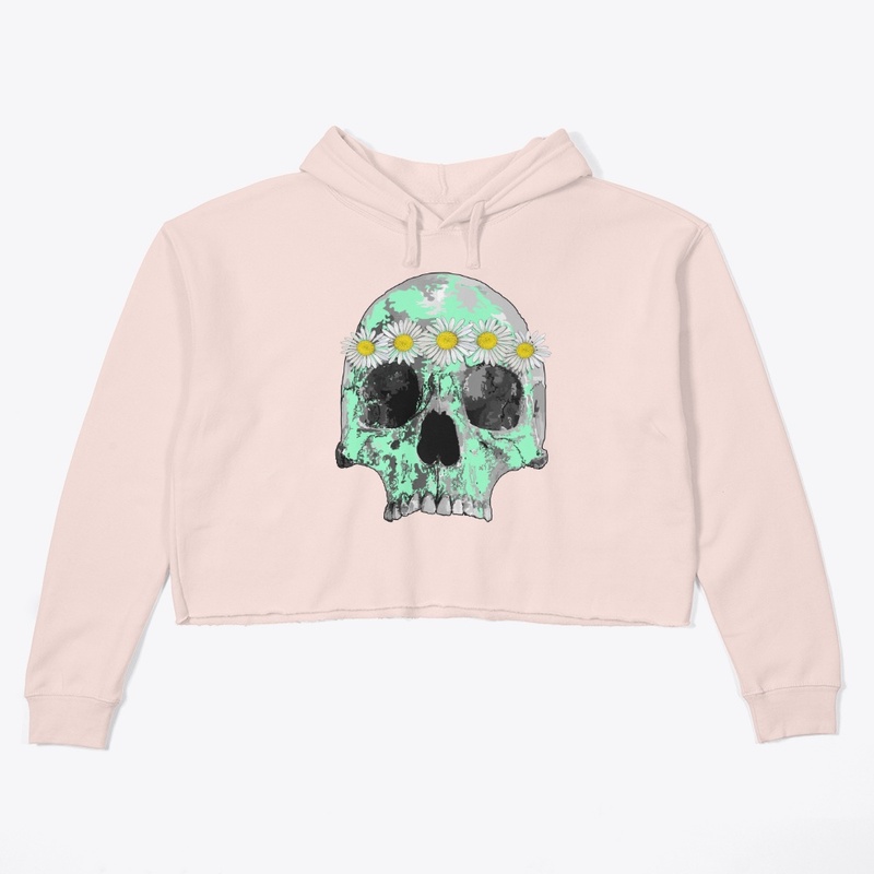 Mint green skull w/ daisies