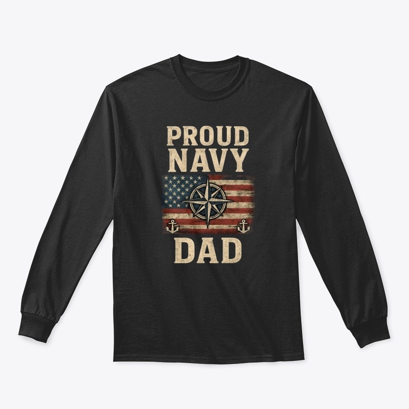 Proud Navy Dad Compass Flag Tee