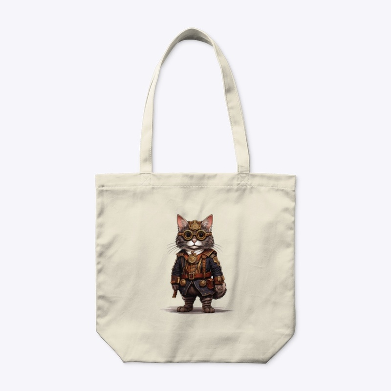 Steampunk Cat Adventurer Illustration