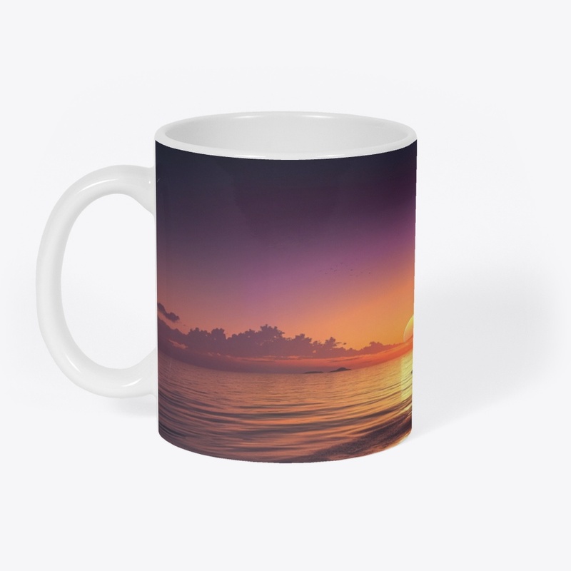 "Tropical Paradise Sunset with Palm Tree
