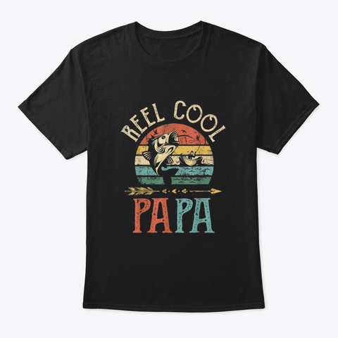 Reel Cool Papa Costume Gifts Black T-Shirt Front