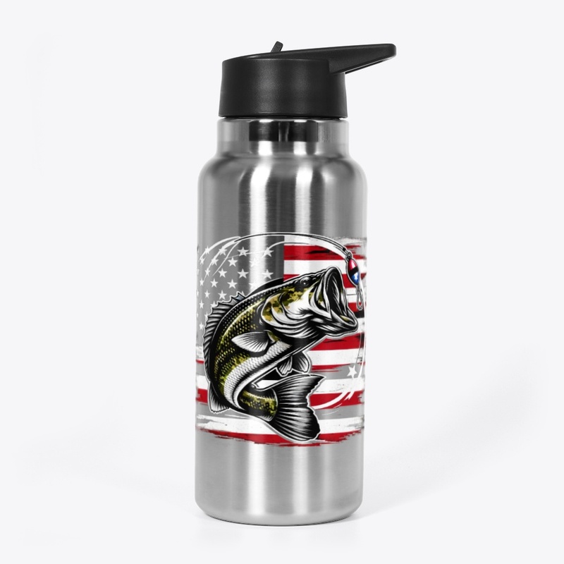 Cute Bass Fishing American Flag Pride