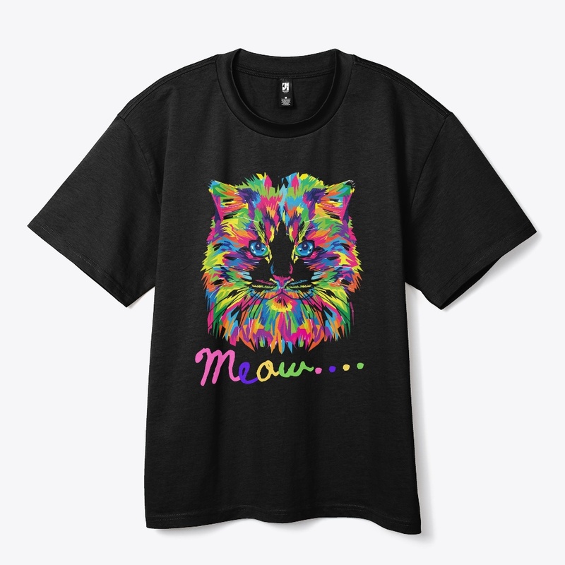 MEOW Cute & Playful Cat- T-Shirt design