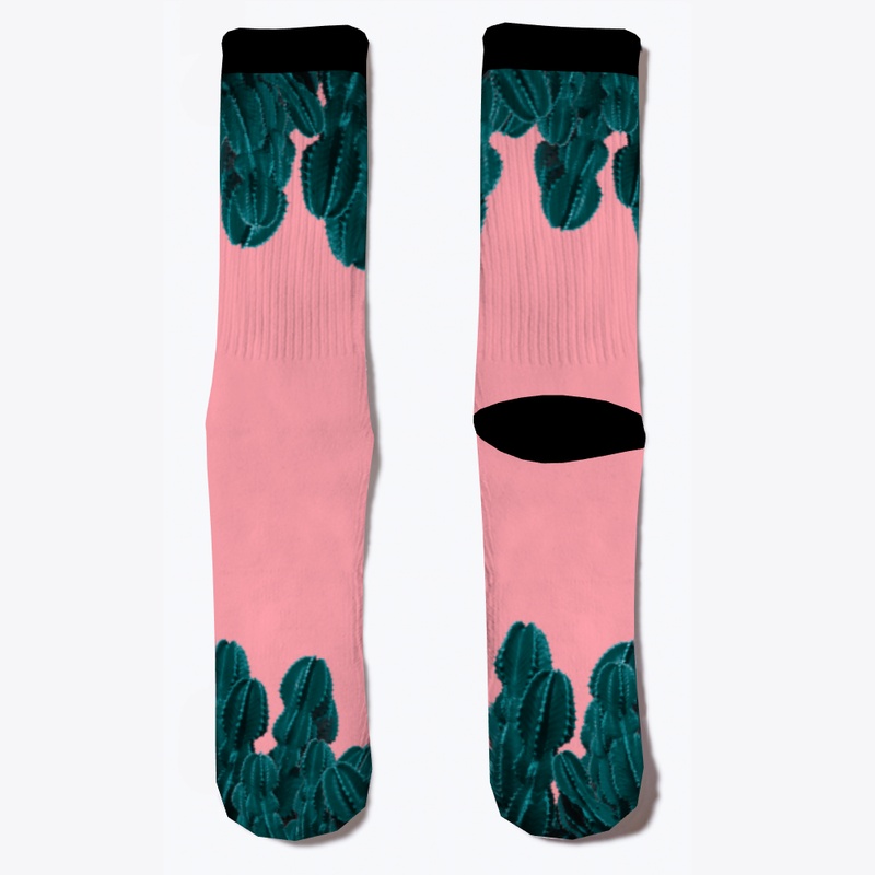Cactus flower, pink socks