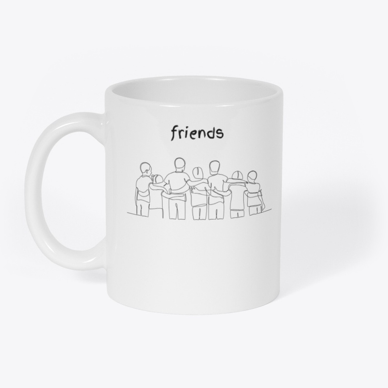 Friends black sketch graphic t-shirt