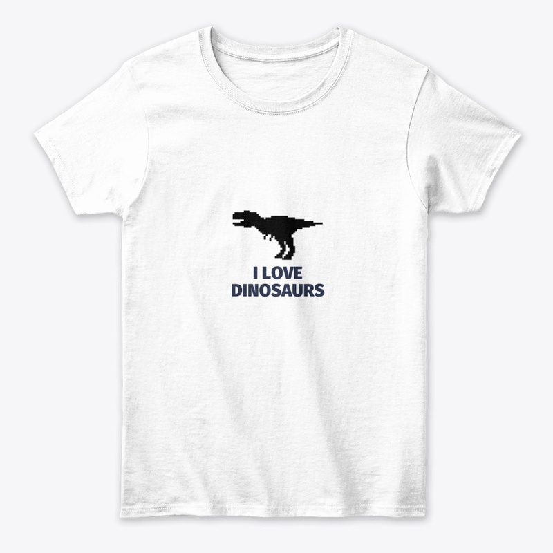 Pixel Art Dinosaur 2 White